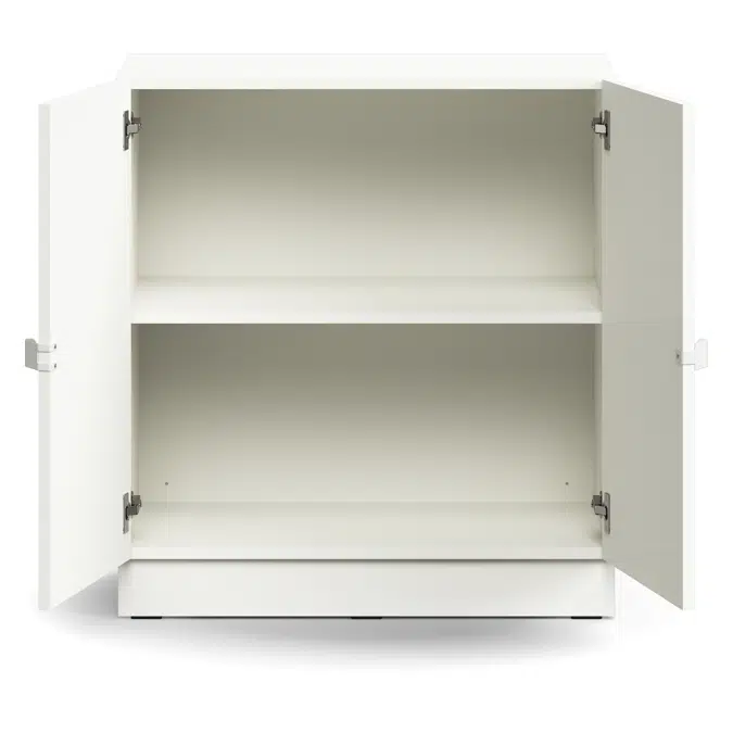 Cabinet QBUS, 1 shelf, base frame, handles, 868x800x420 mm