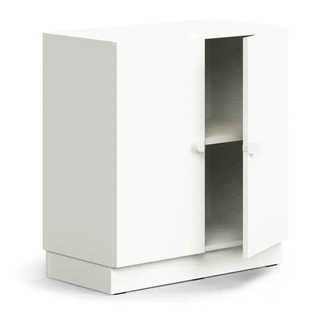 Cabinet QBUS, 1 shelf, base frame, handles, 868x800x420 mm