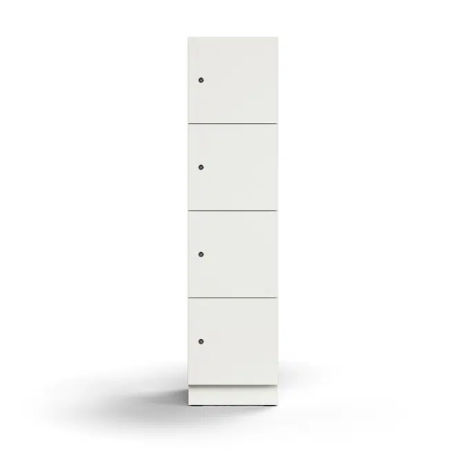 Lockable personal storage QBUS, 4 comps, base frame, 1636x400x420 mm