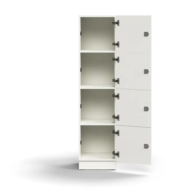 Lockable personal storage QBUS, 4 comps, base frame, 1636x400x420 mm
