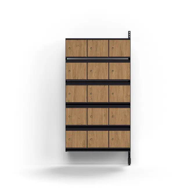 Shoe cabinet ENTRY, add-on wall unit, 15 wooden doors, 1800x900x300 mm