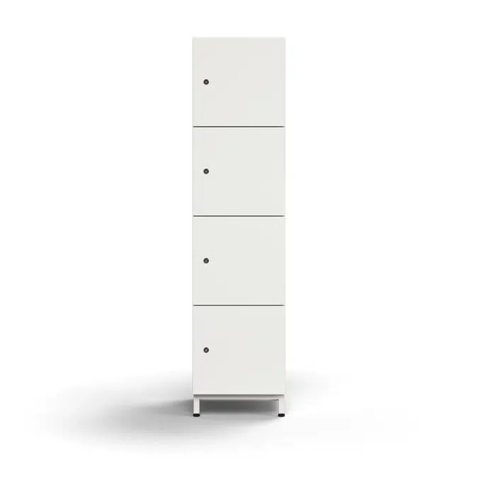 Lockable personal storage QBUS, 4 comps, leg frame, 1636x400x420 mm