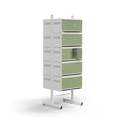 Shoe cabinet ENTRY, basic floor unit, 20 metal doors, 1800x600x600 mm