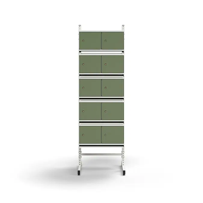 Shoe cabinet ENTRY, basic floor unit, 20 metal doors, 1800x600x600 mm