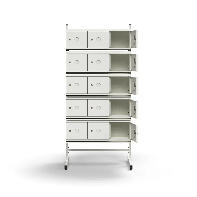 Shoe cabinet ENTRY, basic floor unit, 30 metal doors for labels, 1800x900x600 mm