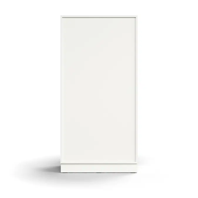 Lockable sliding door cabinet QBUS, 3 shelves, base frame, handles, 1636x800x400 mm