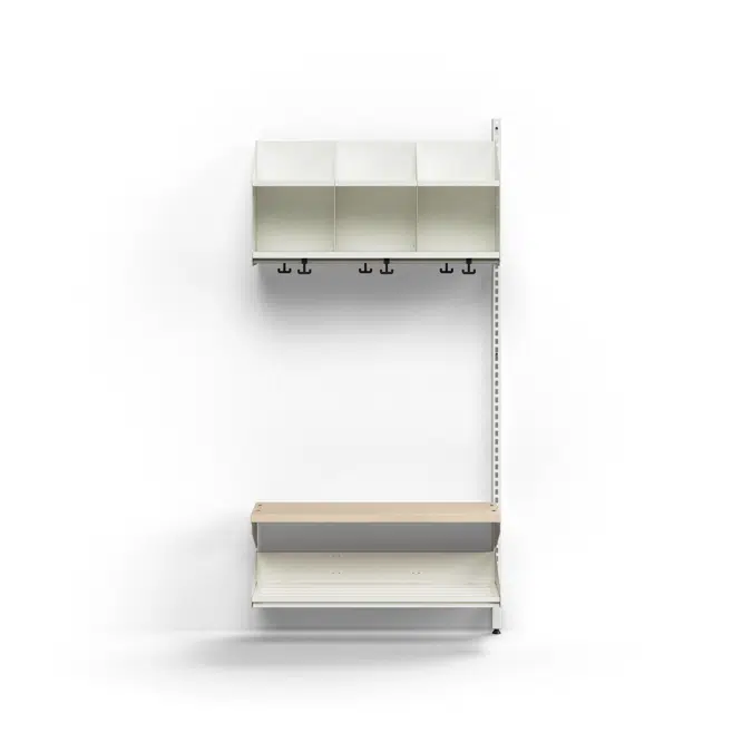 Cloakroom unit ENTRY, add-on wall unit, 3 comps, 1800x900x300 mm