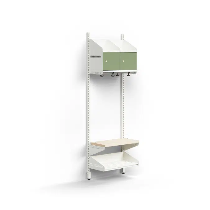 Cloakroom unit ENTRY, basic wall unit, 2 metal doors, 1800x600x300 mm