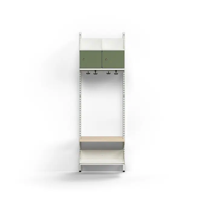 Cloakroom unit ENTRY, basic wall unit, 2 metal doors, 1800x600x300 mm