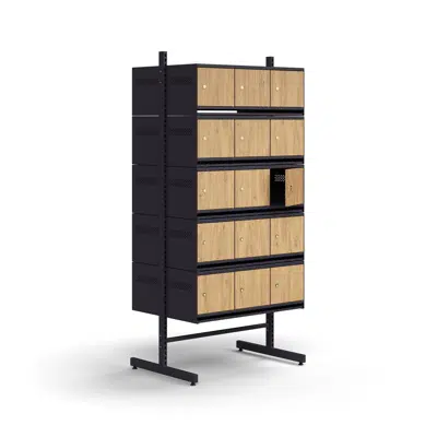 Shoe cabinet ENTRY, basic floor unit, 30 wooden doors, 1800x900x600 mm
