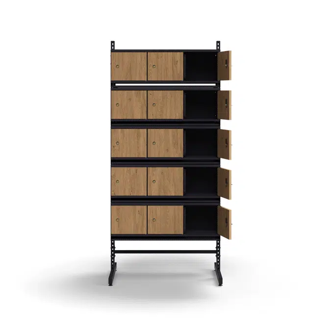 Shoe cabinet ENTRY, basic floor unit, 30 wooden doors, 1800x900x600 mm