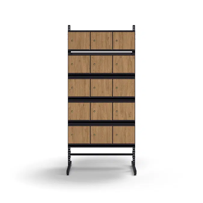 Shoe cabinet ENTRY, basic floor unit, 30 wooden doors, 1800x900x600 mm