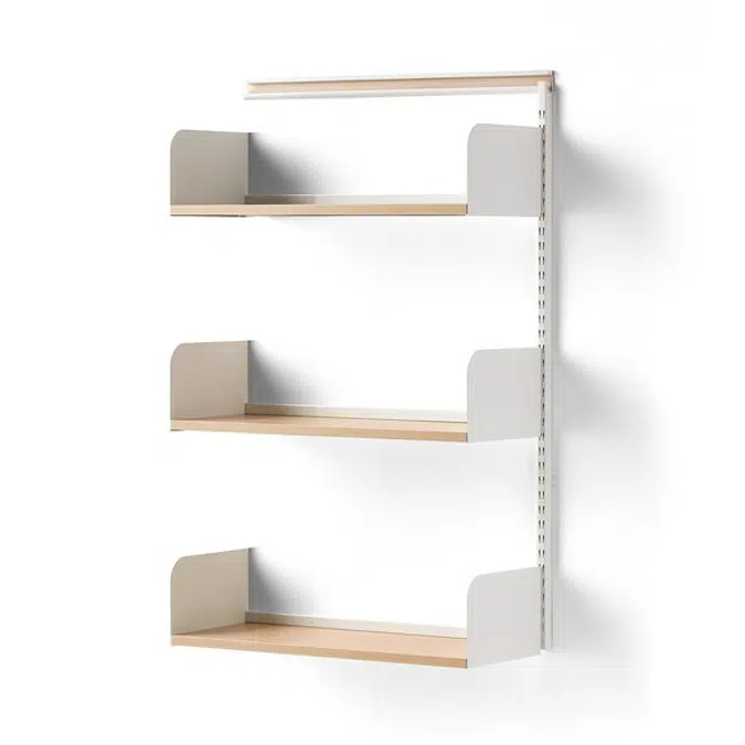Wall shelving SHAPE with wood shelves add-on unit 1237x800x300mm