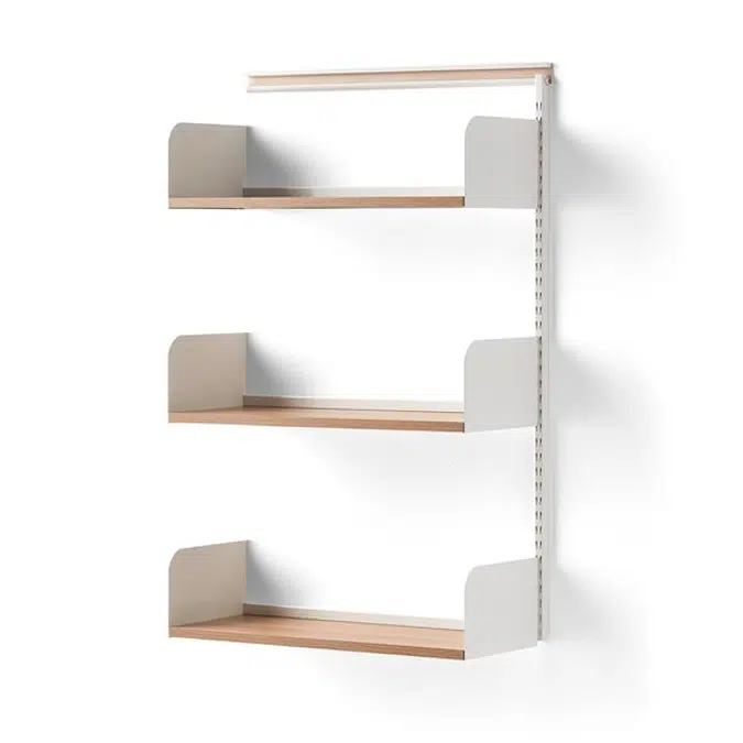 Wall shelving SHAPE with wood shelves add-on unit 1237x800x300mm