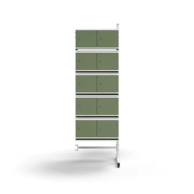 Shoe cabinet ENTRY, add-on floor unit, 20 metal doors, 1800x600x600 mm