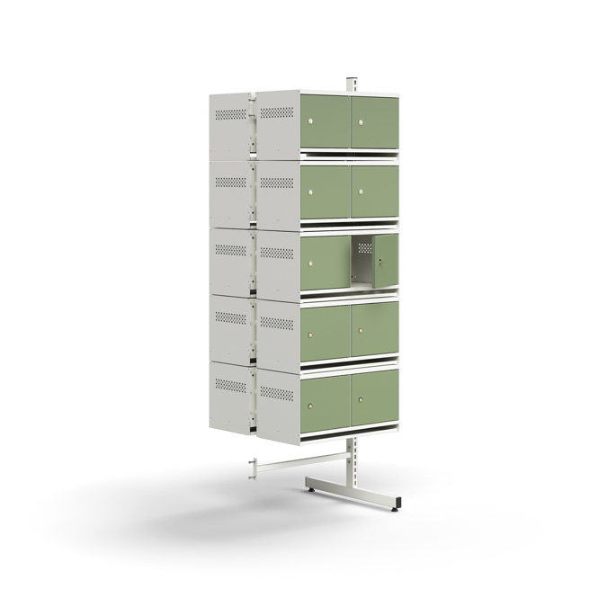 Shoe cabinet ENTRY, add-on floor unit, 20 metal doors, 1800x600x600 mm