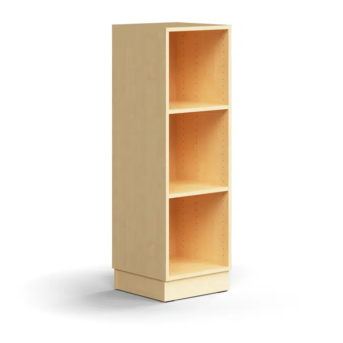 Bookcase QBUS, 2 shelves, base frame, 1252x400x400 mm