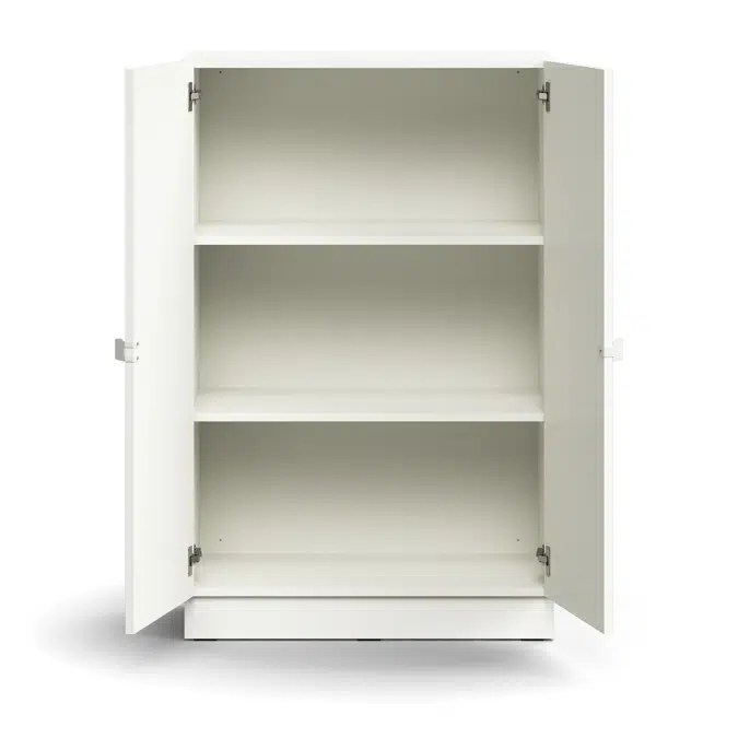 Cabinet QBUS, 2 shelves, base frame, handles, 1252x800x420 mm