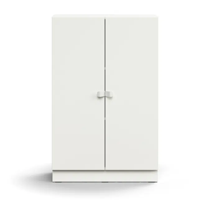 Cabinet QBUS, 2 shelves, base frame, handles, 1252x800x420 mm