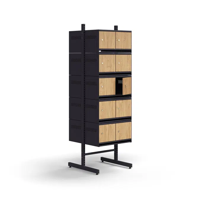 Shoe cabinet ENTRY, basic floor unit, 20 wooden doors, 1800x600x600 mm