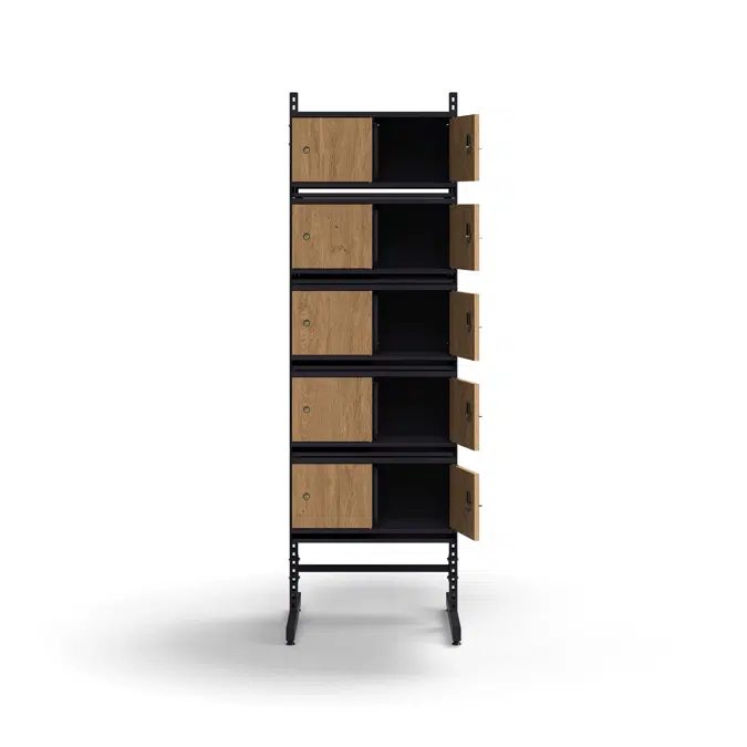 Shoe cabinet ENTRY, basic floor unit, 20 wooden doors, 1800x600x600 mm