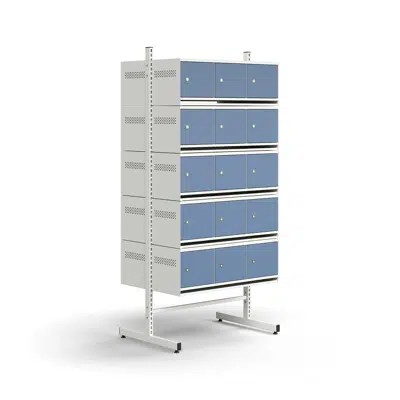 Shoe cabinet ENTRY, basic floor unit, 30 metal doors, 1800x900x600 mm