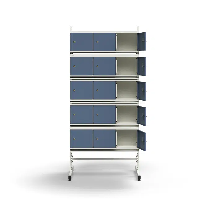 Shoe cabinet ENTRY, basic floor unit, 30 metal doors, 1800x900x600 mm
