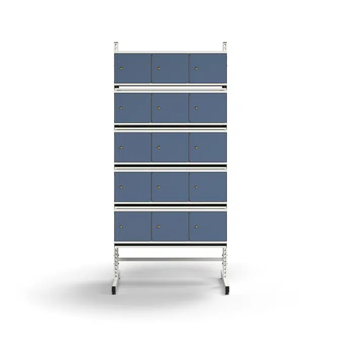 Shoe cabinet ENTRY, basic floor unit, 30 metal doors, 1800x900x600 mm