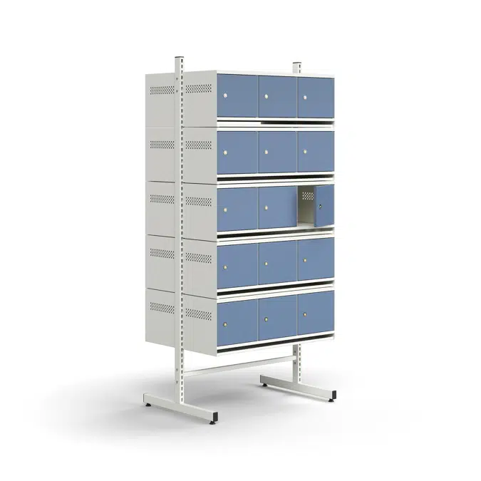Shoe cabinet ENTRY, basic floor unit, 30 metal doors, 1800x900x600 mm