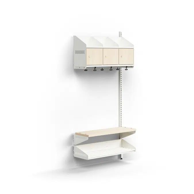 Cloakroom unit ENTRY, add-on wall unit, 3 wooden doors, 1800x900x300 mm