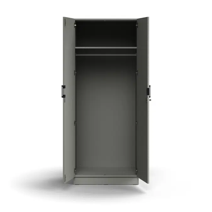 Lockable wardrobe QBUS, with clothes rail, base frame, 2020x800x570 mm