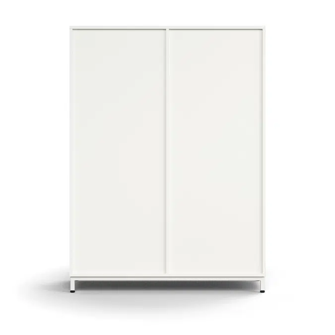 Lockable sliding door cabinet QBUS, 3 shelves, leg frame, handles, 1636x1200x400 mm