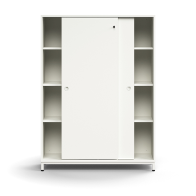 Image for Lockable sliding door cabinet QBUS, 3 shelves, leg frame, handles, 1636x1200x400 mm