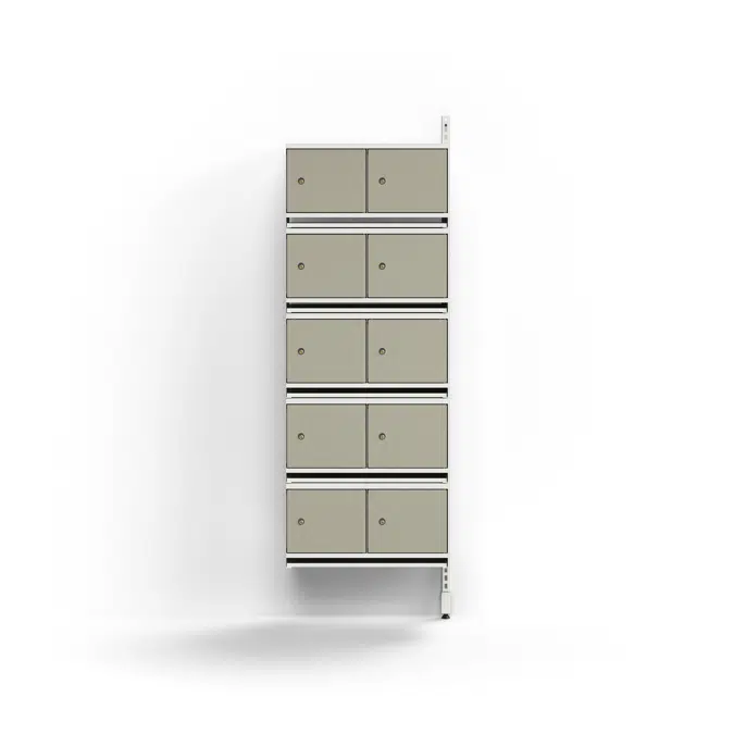 Shoe cabinet ENTRY, add-on unit, wall-mounted, 10 metal doors, 1800x600x300 mm