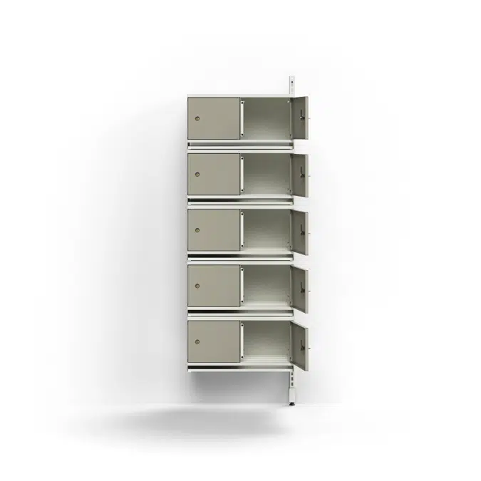 Shoe cabinet ENTRY, add-on unit, wall-mounted, 10 metal doors, 1800x600x300 mm