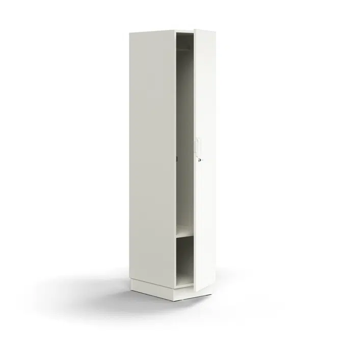 Lockable wardrobe QBUS, with clothes rail, base frame, 2020x400x570 mm