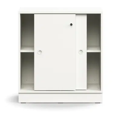 Lockable sliding door cabinet QBUS, 1 shelf, base frame, handles, 868x800x400 mm için görüntü