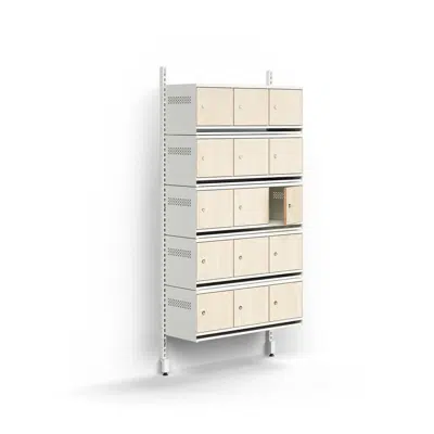 Shoe cabinet ENTRY, basic wall unit, 15 wooden doors, 1800x900x300 mm