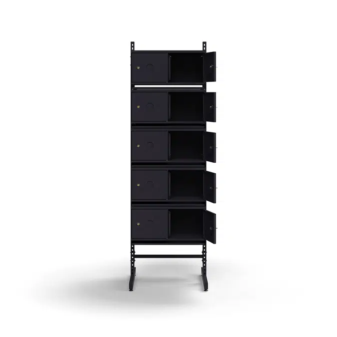 Shoe cabinet ENTRY, basic floor unit, 20 metal doors for labels, 1800x600x600 mm