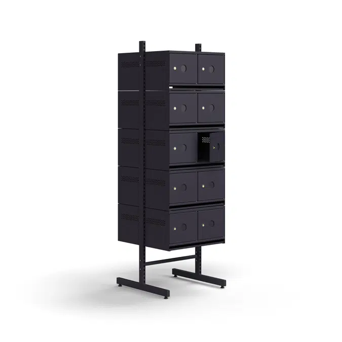 Shoe cabinet ENTRY, basic floor unit, 20 metal doors for labels, 1800x600x600 mm