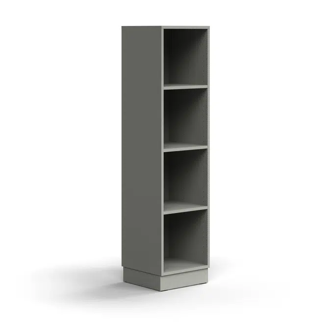 Bookcase QBUS, 3 shelves, base frame, 1636x400x400 mm