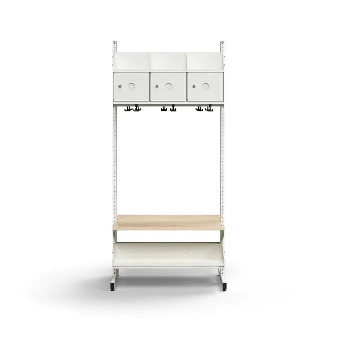 Cloakroom unit ENTRY, basic floor unit, 6 metal doors for labels, 1800x900x600 mm