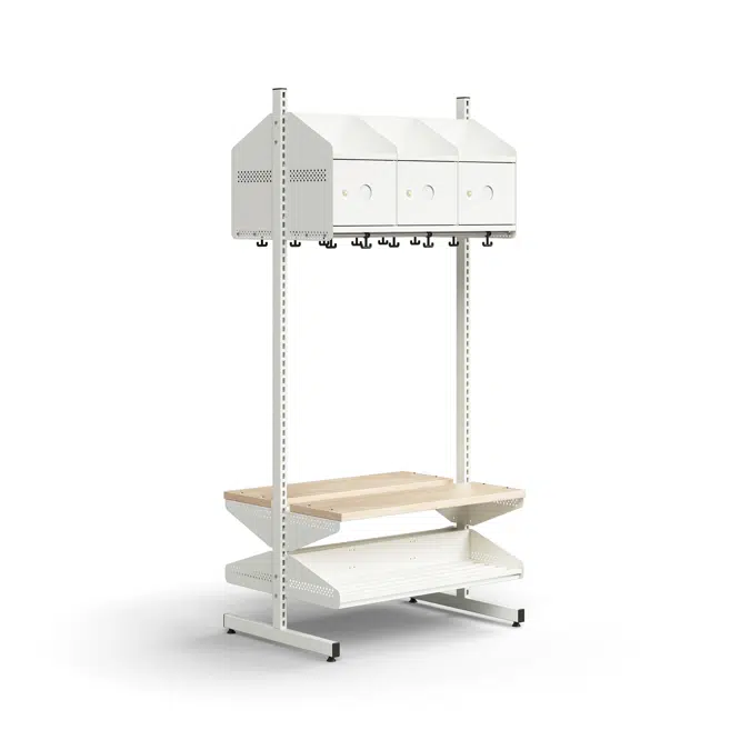 Cloakroom unit ENTRY, basic floor unit, 6 metal doors for labels, 1800x900x600 mm