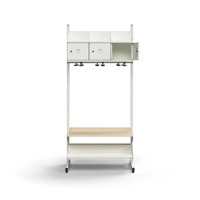 Cloakroom unit ENTRY, basic floor unit, 6 metal doors for labels, 1800x900x600 mm