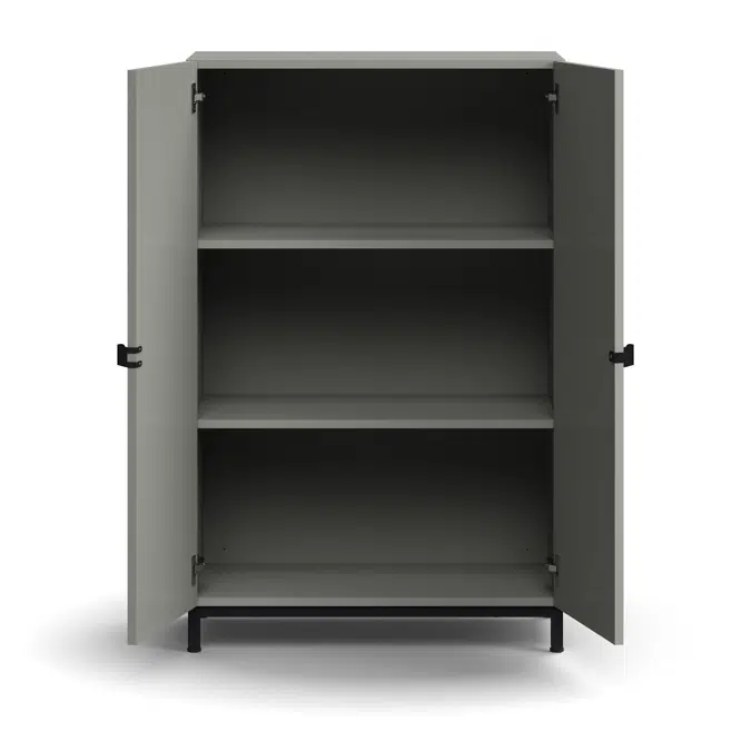 Cabinet QBUS, 2 shelves, leg frame, handles, 1252x800x420 mm