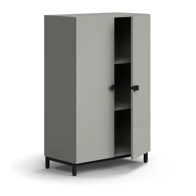 Cabinet QBUS, 2 shelves, leg frame, handles, 1252x800x420 mm