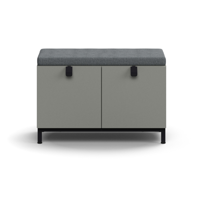 Image for Drawer storage bench QBUS, leg frame, handle, 534x800x420 mm, grey cushion