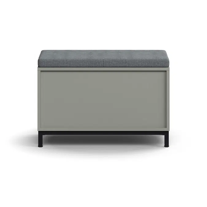 Drawer storage bench QBUS, leg frame, handle, 534x800x420 mm, grey cushion