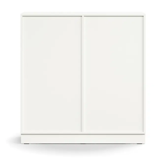 Lockable sliding door cabinet QBUS, 2 shelves, base frame, handles, 1252x1200x400 mm