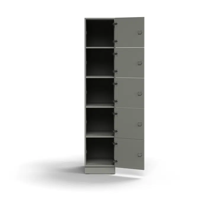 Compartment locker QBUS, 5 comps, base frame, 2020x400x570 mm